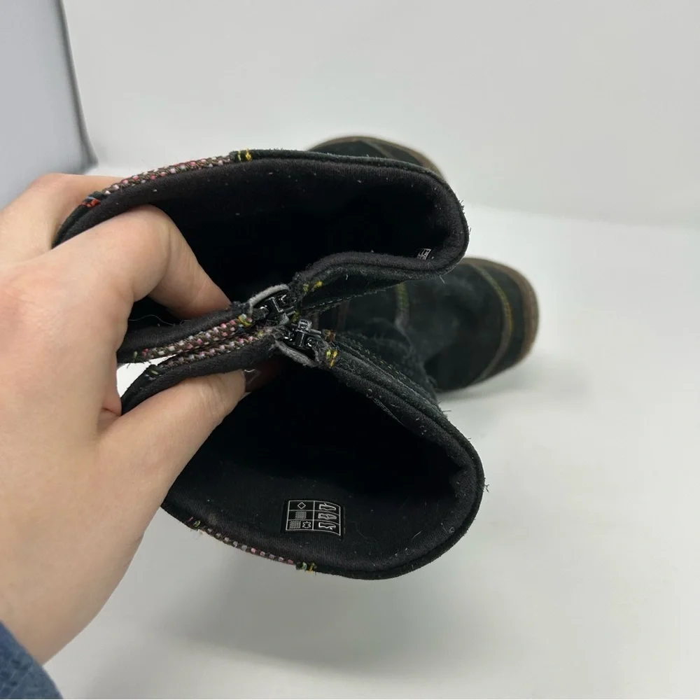 KEEN Punky High Tall Boots Girls US 8 EU 24 Black Multicolor Stitching